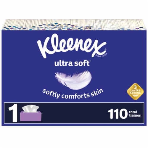 Kleenex Ultra Soft Facial Tissues Flat Box Perspective: front