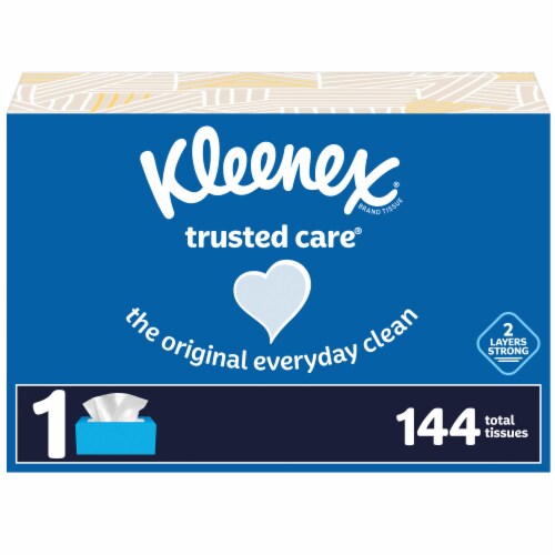 Kleenex Trusted Care Facial Tissues Flat Box Perspective: front
