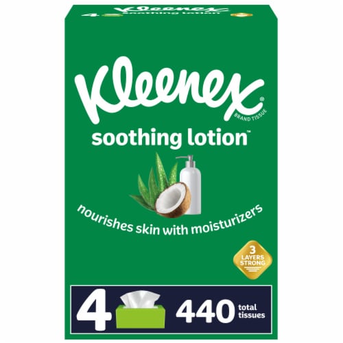 Kleenex® Soothing Lotion™ Facial Tissues Flat Box Perspective: front