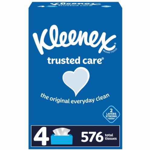 Kleenex Ultra Soft Facial Tissues, 4 Flat Boxes, 120 White Tissues