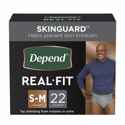 Depend Real Fit® Maximum Absorbency Small/Medium Men Underwear - Gray Perspective: front