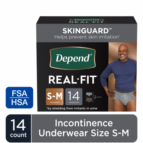 Depend Real Fit Incontinence Underwear Disposable Maximum Small/Medium  Black and Grey Underwear, 14 count - Pay Less Super Markets