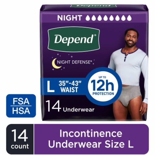 Depend Adult Incontinence Underwear Night Defense for Men, Size L Perspective: front
