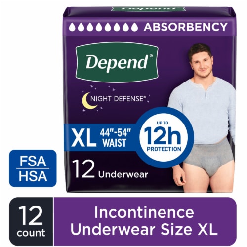 Depend Adult Incontinence Underwear Night Defense for Men, Size XL Perspective: front