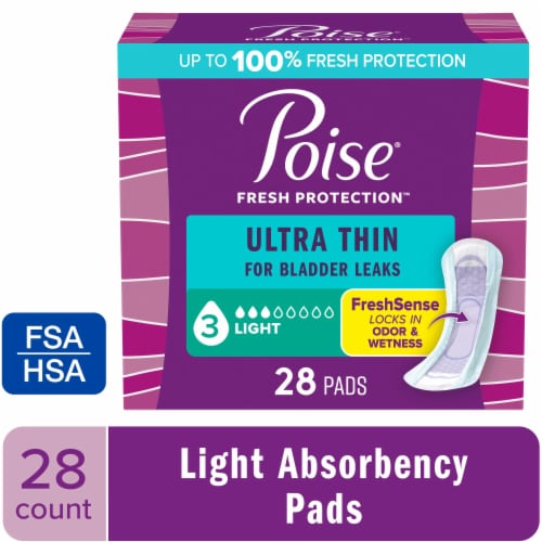 Poise Ultra Thin Incontinence Pads, 3 Drop Perspective: front