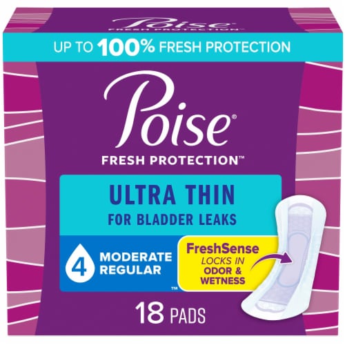 Poise Ultra Thin Incontinence Pads 4 Drop Moderate Absorbency Regular Pads Perspective: front