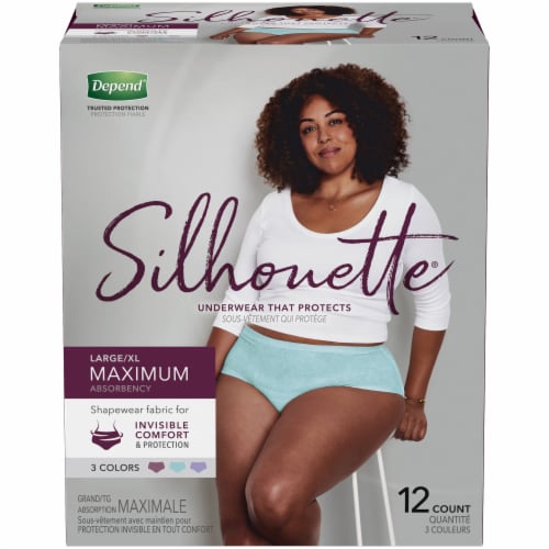 Depend Silhouette L/XL Maximum Absorbency Incontinence Underwear for Women Perspective: front