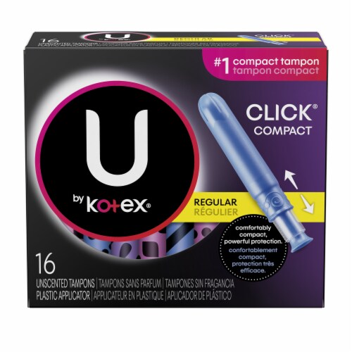 U by Kotex Click Compact Regular Absorbency Unscented Tampons, 16