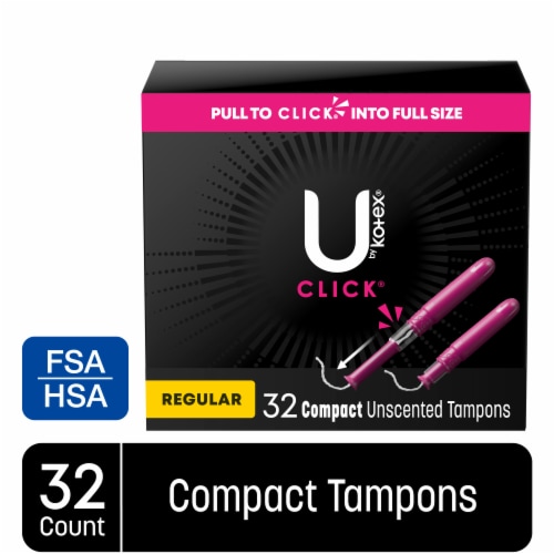 U by Kotex Click Compact Tampons Regular Absorbency Unscented, 32