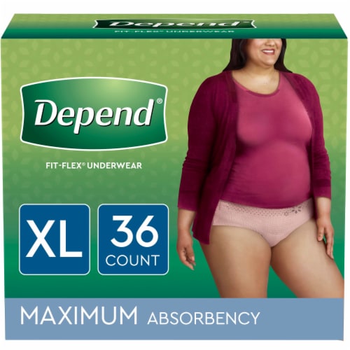 Depend FIT-FLEX Incontinence Underwear for Women, Disposable, Maximum  Absorbency, M, Blush, 18 Count