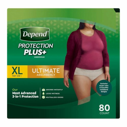 Depend Protection Plus Ultimate Underwear for Women XL, 80 count - Fred  Meyer