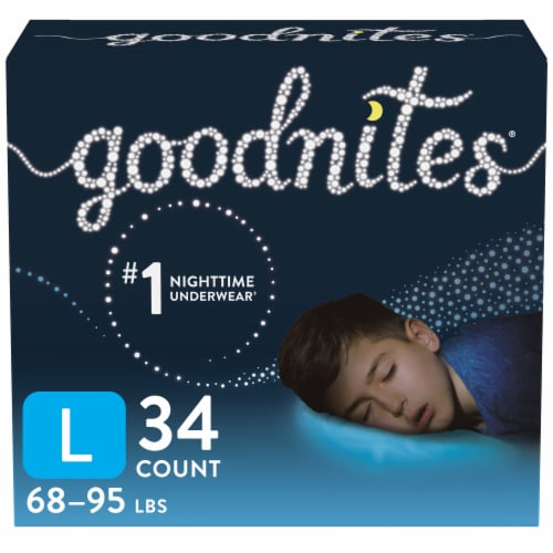 Goodnites Boys' Bedwetting Underwear, L (68-95 lbs) Perspective: front
