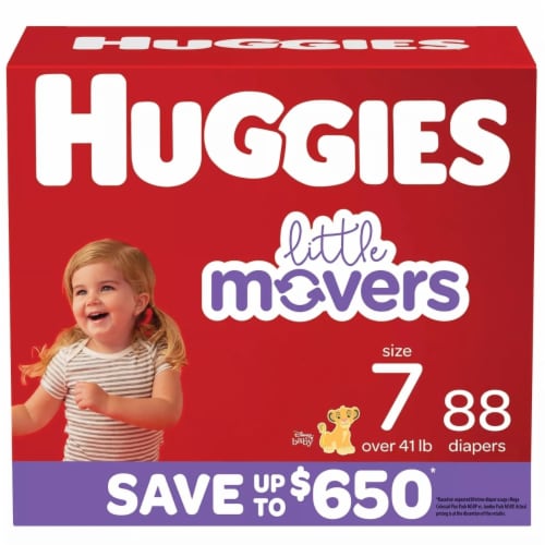 Huggies Size 7 Diapers, Little Movers Baby Diapers, Size 7 (41+ lbs), 80  Count