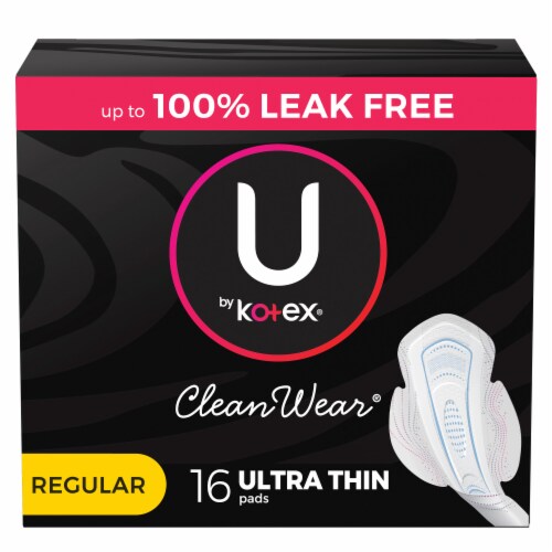 U by Kotex CleanWear Heavy Flow Unscented Ultra Thin Pads with Wings, 16 ct  - Kroger