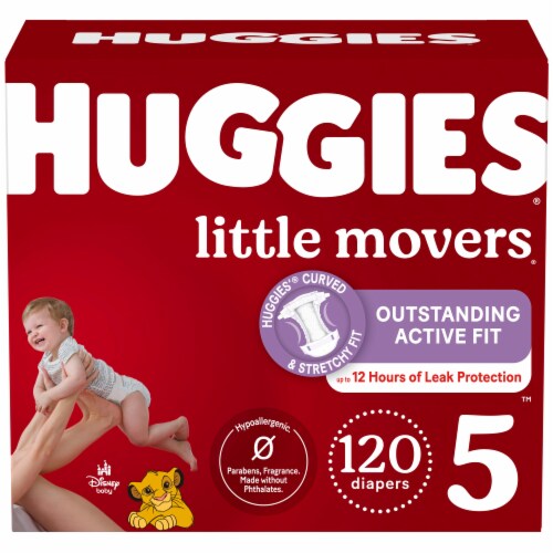 Huggies Little Movers Baby Diapers, Size 3, 120 ct, Red