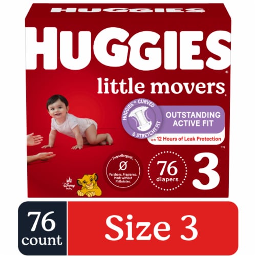 Huggies Little Movers Baby Diapers Size 3 (16-28 lbs), 76 ct - Pay Less  Super Markets