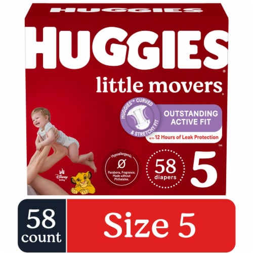 Huggies Little Movers Baby Diapers Size 5 (27+ lbs), 58 count - Pay Less  Super Markets