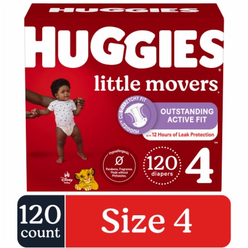 Huggies Little Movers Baby Diapers Size 4 (22-37 lbs)