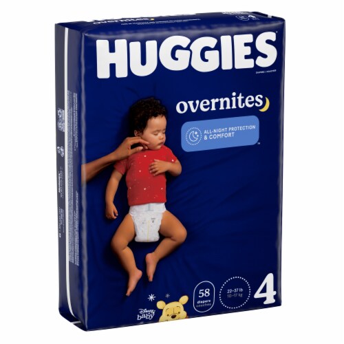 Huggies OverNites Baby Diapers, Size 4 (22-37 lbs), 116 count