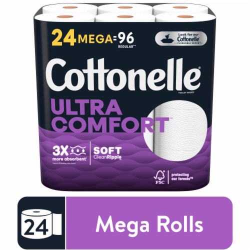 Cottonelle Ultra Comfort Strong Mega Rolls Toilet Paper Perspective: front