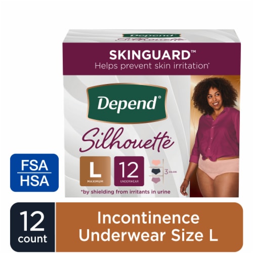 Depend Silhouette Incontinence Maximum L Black Pink & Berry Underwear, 12 ct  - Baker's