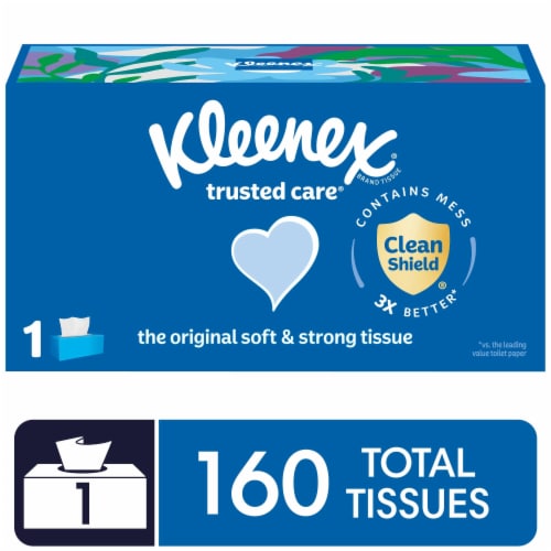 Kleenex Trusted Care Facial Tissues Flat Box Perspective: front