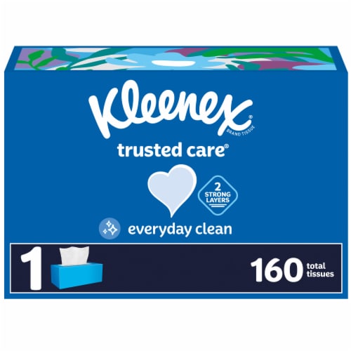 Kleenex Trusted Care Facial Tissues Flat Box Perspective: front