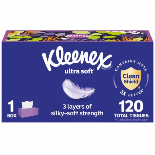 Kleenex Ultra Soft Facial Tissues Flat Box Perspective: front