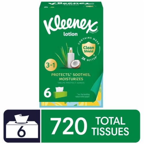 Kleenex Lotion 3-Ply Facial Tissues with Coconut Oil Perspective: front