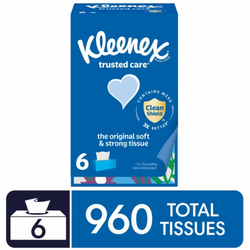Kleenex Trusted Care Facial Tissues Flat Boxes 2 Ply Perspective: front