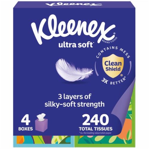 Kleenex Ultra Soft Facial Tissues Cube Box Perspective: front