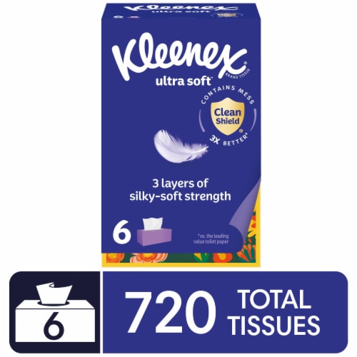 Kleenex Ultra Soft Facial Tissues Flat Box Perspective: front
