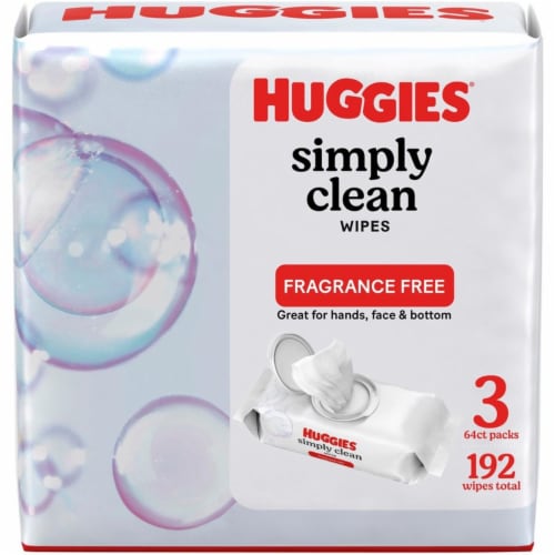 Kimberly-Clark KCC54483 Huggies Simply Clean Wipes, White - Pack of 3 Perspective: front