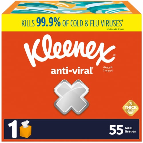 Kleenex Anti Viral Facial Tissues Cube Box Perspective: front