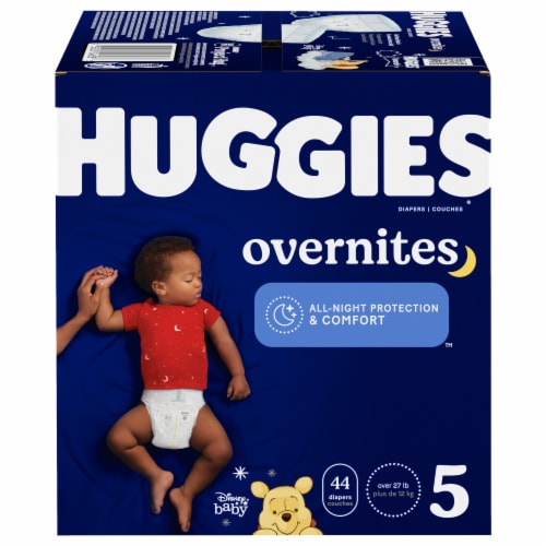 Huggies OverNites Baby Diapers, Size 5 (27+ lbs) Perspective: front