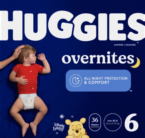 Huggies OverNites Baby Diapers, Size 6 (35+ lbs)