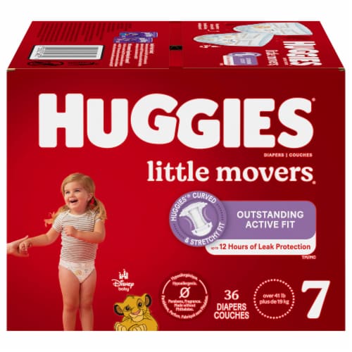 Huggies Little Movers Baby Diapers, Size 7 (41+ lbs)