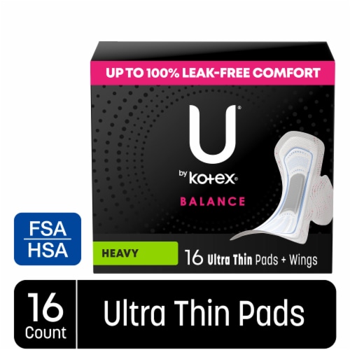 U by Kotex Balance Ultra Thin Pads with Wings Heavy Absorbency Perspective: front