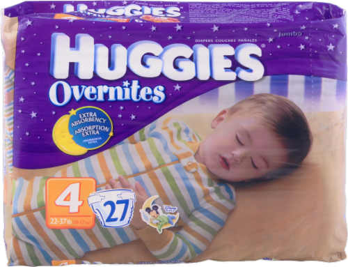 Huggies OverNites Baby Diapers, Size 4 (22-37 lbs) Perspective: front