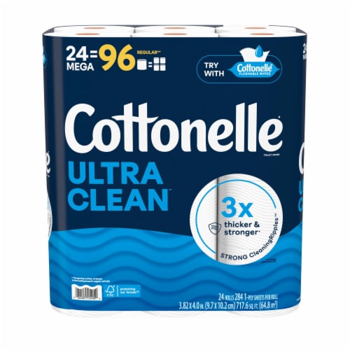 Cottonelle Ultra Clean Toilet Paper Mega Roll Perspective: front