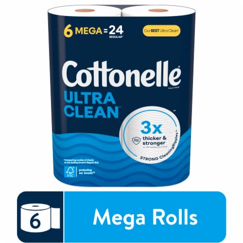 Cottonelle Ultra Clean Toilet Paper Mega Roll Perspective: front