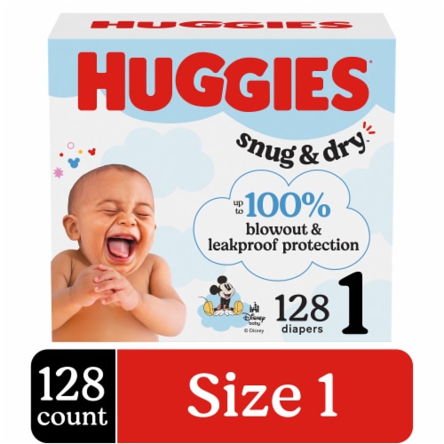 Huggies Snug & Dry Baby Diapers, Size 1 (8-14 lbs) Perspective: front