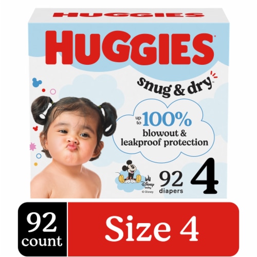 Huggies Snug & Dry Baby Diapers, Size 4 (22-37 lbs) Perspective: front