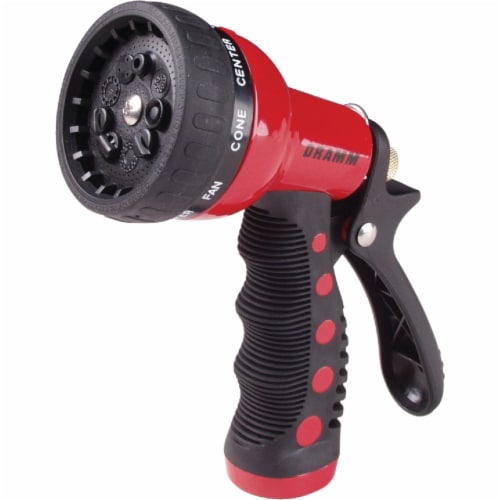 Dramm® Heavy-Duty Metal 9-Pattern Spray Gun Nozzle - Red Perspective: front