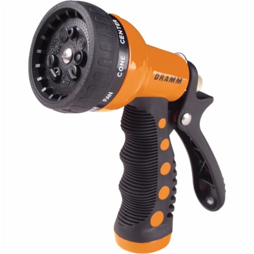 Dramm Heavy-Duty Metal 9-Pattern Spray Gun Nozzle - Orange Perspective: front