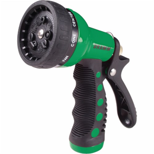 Dramm Heavy-Duty Metal 9-Pattern Spray Gun Nozzle - Green Perspective: front
