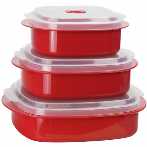 Reston Lloyd Red - Microwave Steamer Set Perspective: front