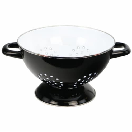 Reston Lloyd 80610 3 qt. Enamel on Steel Colander  Black Perspective: front