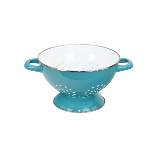 Reston Lloyd 80672 3 qt. Calypso Basics Enamel on Steel Colander, Turquoise Perspective: front