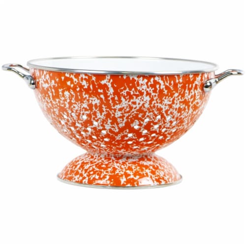 Reston Lloyd 80750 3 Qt Enamel Colander  Orange Marble Perspective: front